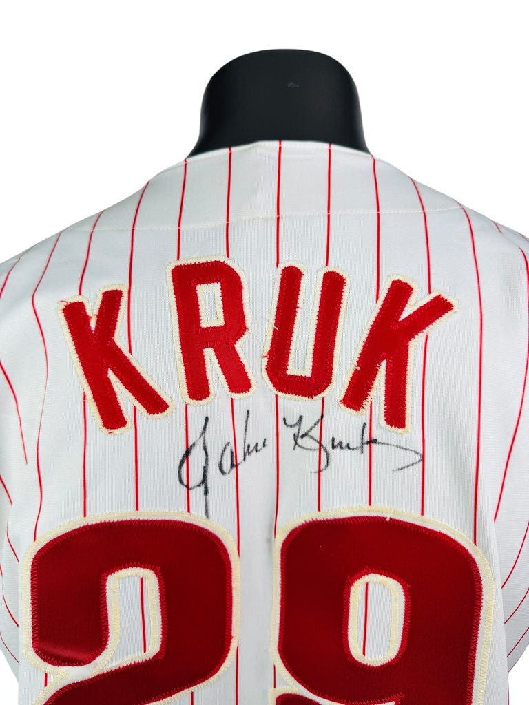 JOHN KRUK PHILADELPHIA PHILLIES VINTAGE 1990'S RUSSELL ATHLETIC AUTHENTIC SIGNED JERSEY ADULT 48
