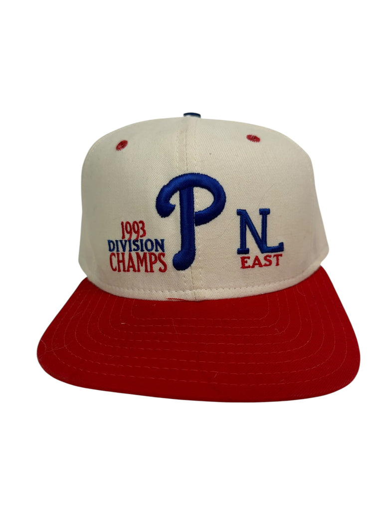 PHILADELPHIA PHILLIES VINTAGE 1993 NL EAST DIVISION CHAMPS NEW ERA SNAPBACK ADULT HAT M / L