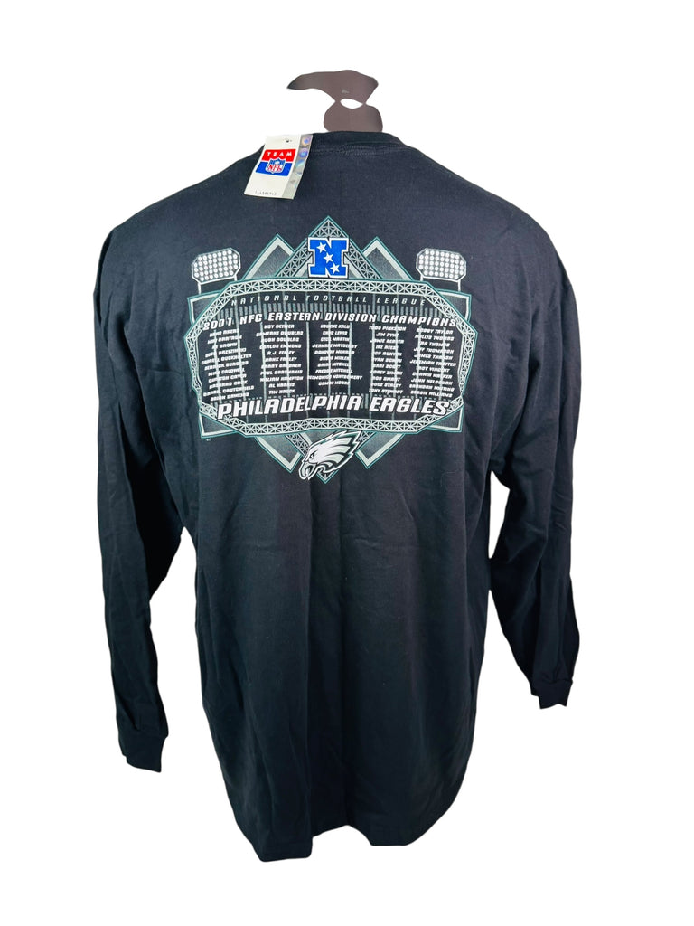 PHILADELPHIA EAGLES VINTAGE 2001 NFC EASTERN DIVISION CHAMPIONS NFL LONG-SLEEVE T-SHIRT ADULT 2XL