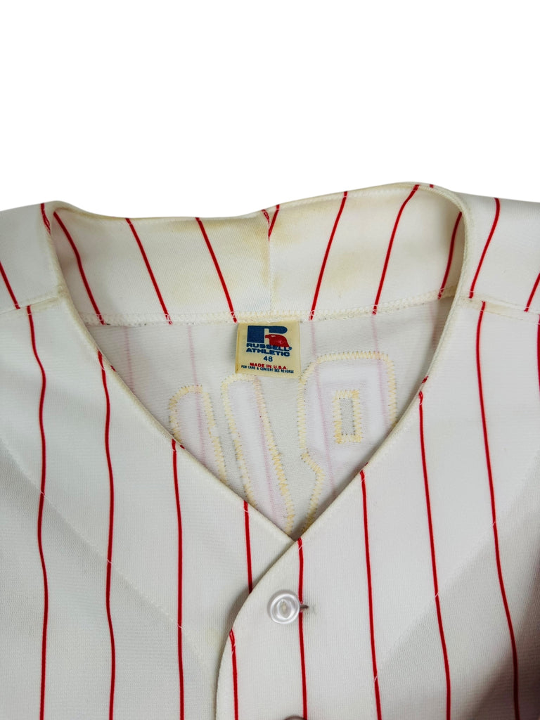 JOHN KRUK PHILADELPHIA PHILLIES VINTAGE 1990'S RUSSELL ATHLETIC AUTHENTIC SIGNED JERSEY ADULT 48