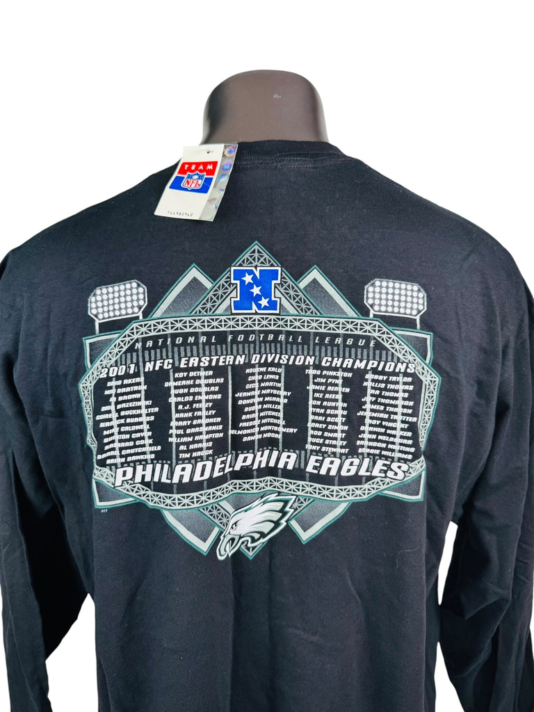 PHILADELPHIA EAGLES VINTAGE 2001 NFC EASTERN DIVISION CHAMPIONS NFL LONG-SLEEVE T-SHIRT ADULT 2XL