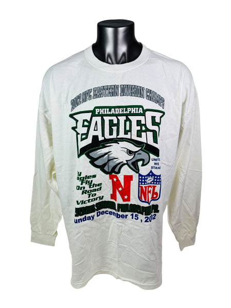 PHILADELPHIA EAGLES VINTAGE 2002 NFC EASTERN DIVISION CHAMPS VETERANS STADIUM LONG-SLEEVE T-SHIRT ADULT 2XL