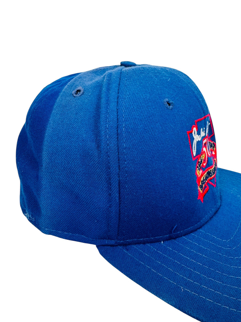 JACKIE ROBINSON VINTAGE 1990'S 50TH ANNIVERSARY BREAKING BARRIERS NEW ERA SNAPBACK ADULT HAT M / L