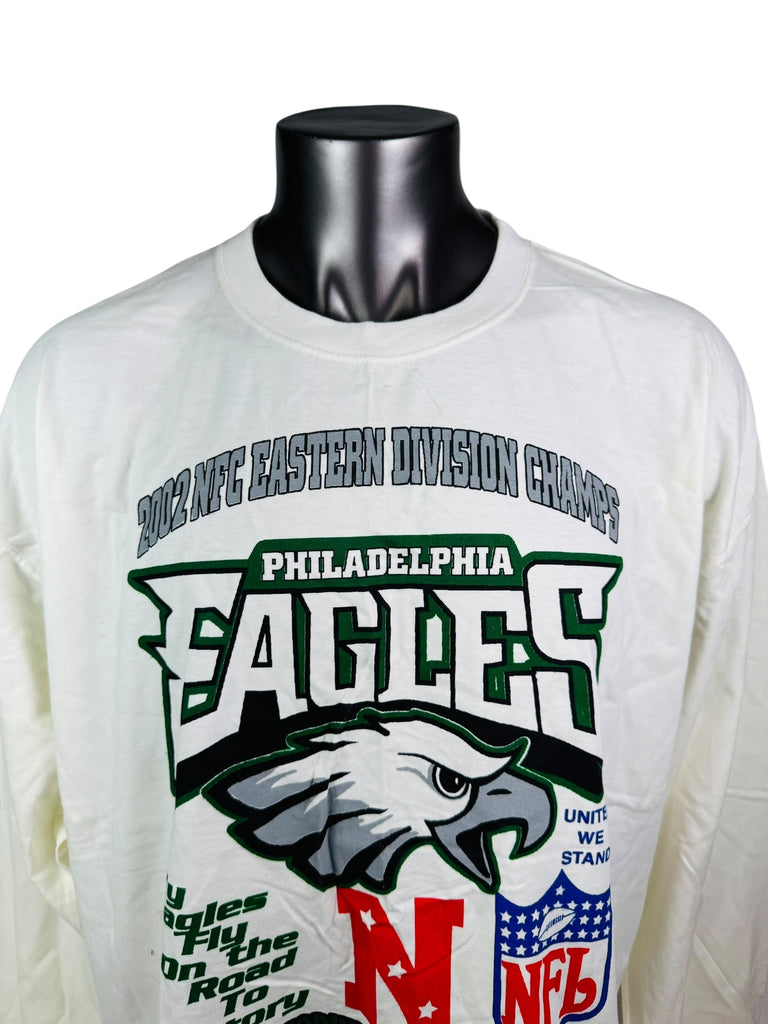 PHILADELPHIA EAGLES VINTAGE 2002 NFC EASTERN DIVISION CHAMPS VETERANS STADIUM LONG-SLEEVE T-SHIRT ADULT 2XL