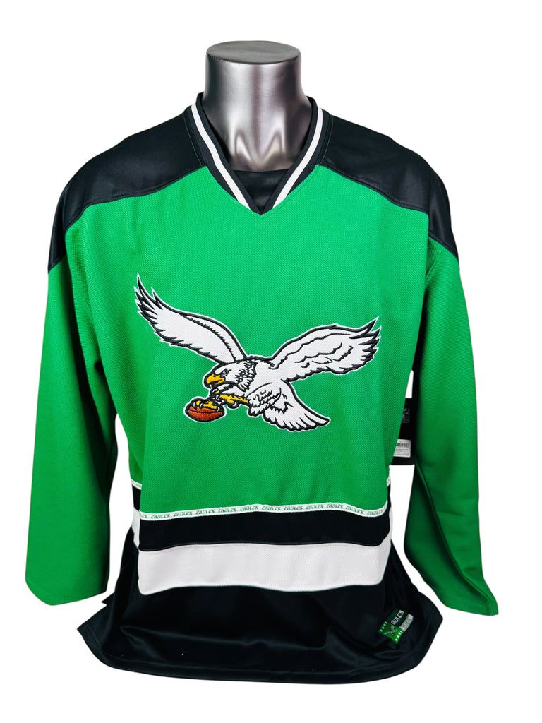 PHILADELPHIA EAGLES RETRO KELLY GREEN NFL HOCKEY SWEATER JERSEY ADULT XL