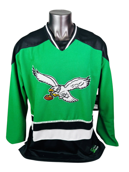 PHILADELPHIA EAGLES RETRO KELLY GREEN NFL HOCKEY SWEATER JERSEY ADULT XL