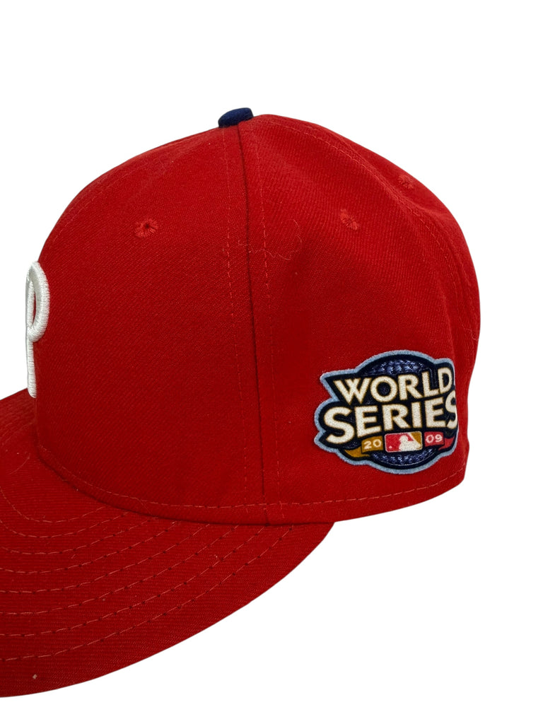 PHILADELPHIA PHILLIES VINTAGE 2009 WORLD SERIES NEW ERA FITTED ADULT HAT 7 3/4