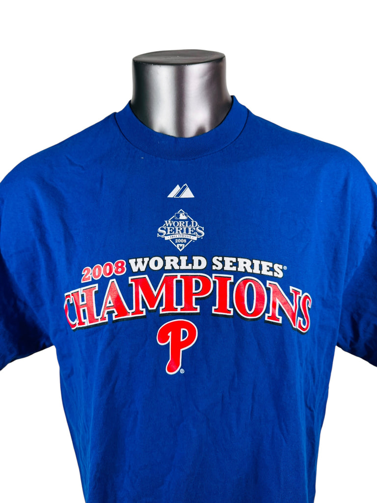 PHILADELPHIA PHILLIES VINTAGE 2008 WORLD SERIES MAJESTIC T-SHIRT ADULT XL