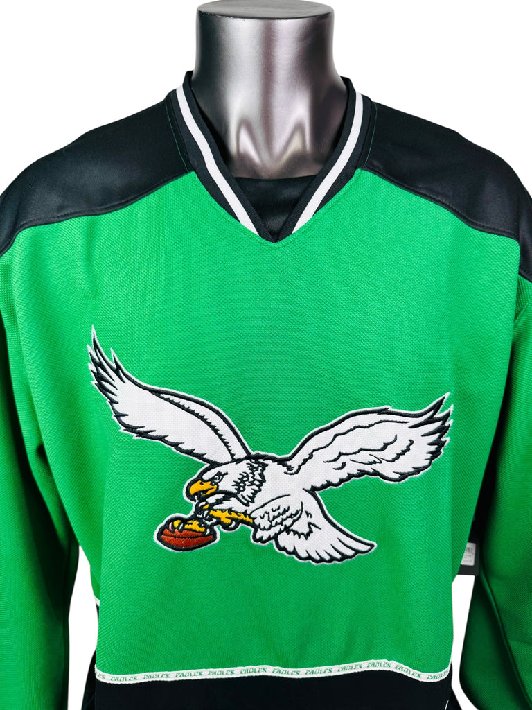 PHILADELPHIA EAGLES RETRO KELLY GREEN NFL HOCKEY SWEATER JERSEY ADULT XL