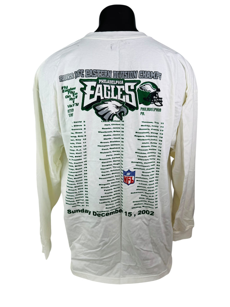 PHILADELPHIA EAGLES VINTAGE 2002 NFC EASTERN DIVISION CHAMPS VETERANS STADIUM LONG-SLEEVE T-SHIRT ADULT 2XL