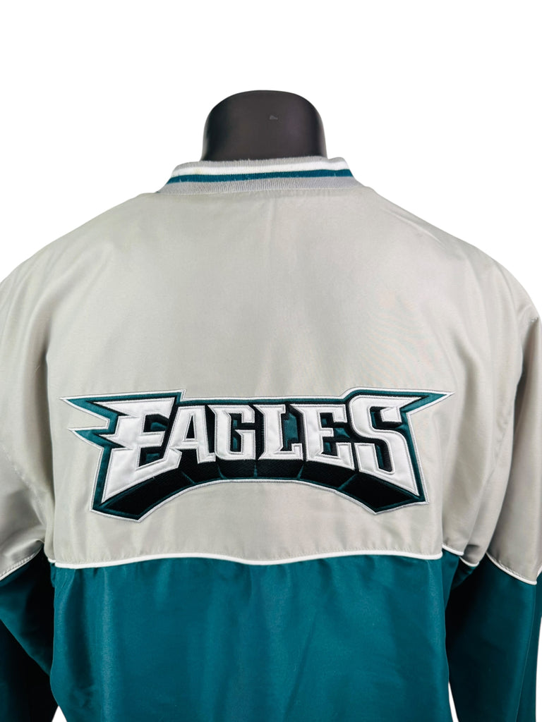 PHILADELPHIA EAGLES VINTAGE 2000'S V-NECK PULL-OVER WINDBREAKER JACKET ADULT LARGE