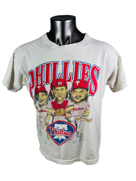 DYKSTRA, KRUK, DAULTON, PHILADELPHIA PHILLIES VINTAGE 1990'S  ADULT JERSEY T-SHIRT LARGE