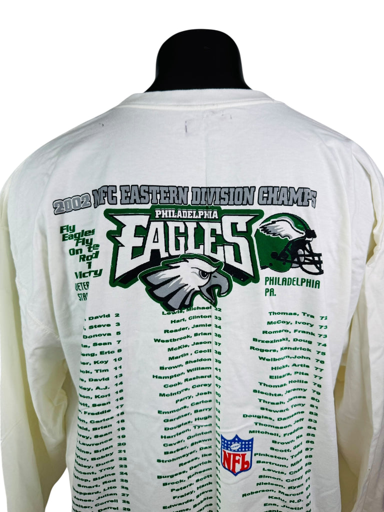 PHILADELPHIA EAGLES VINTAGE 2002 NFC EASTERN DIVISION CHAMPS VETERANS STADIUM LONG-SLEEVE T-SHIRT ADULT 2XL