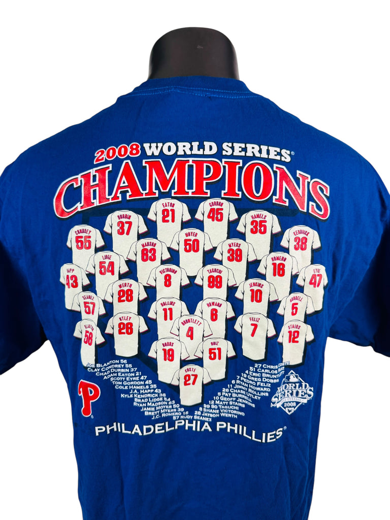 PHILADELPHIA PHILLIES VINTAGE 2008 WORLD SERIES MAJESTIC T-SHIRT ADULT XL