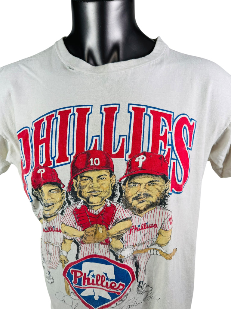 DYKSTRA, KRUK, DAULTON, PHILADELPHIA PHILLIES VINTAGE 1990'S  ADULT JERSEY T-SHIRT LARGE