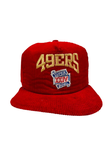 SAN FRANCISCO 49ERS VINTAGE 1990'S SUPER BOWL XXIV NEW ERA CORDUROY SNAPBACK ADULT HAT