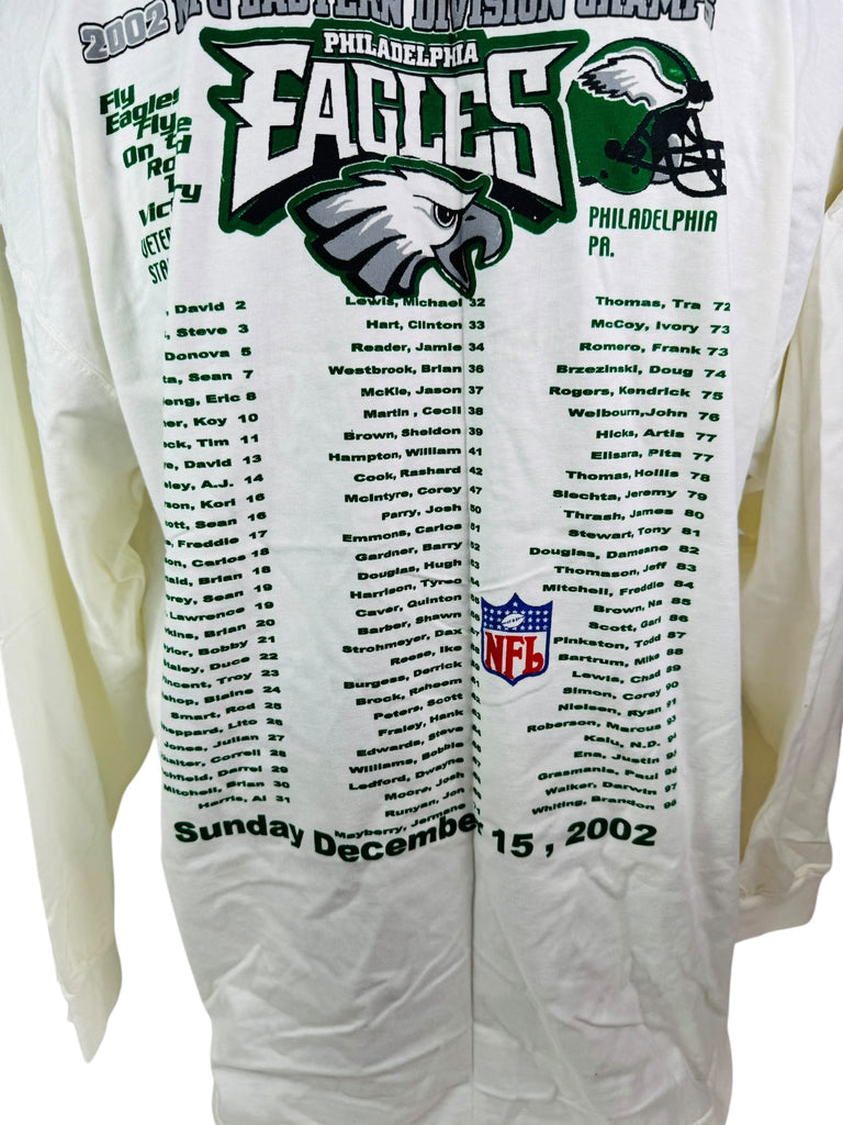 PHILADELPHIA EAGLES VINTAGE 2002 NFC EASTERN DIVISION CHAMPS VETERANS STADIUM LONG-SLEEVE T-SHIRT ADULT 2XL