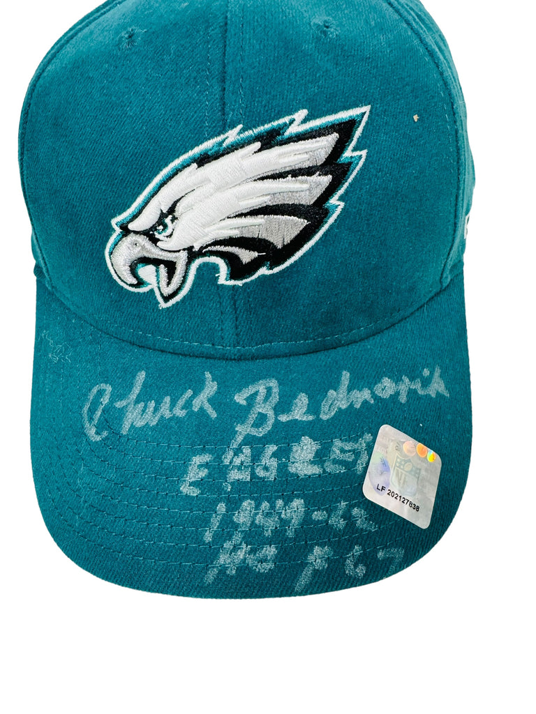 CHUCK BEDNARIK PHILADELPHIA EAGLES SIGNED HOF REEBOK FITTED ADULT HAT