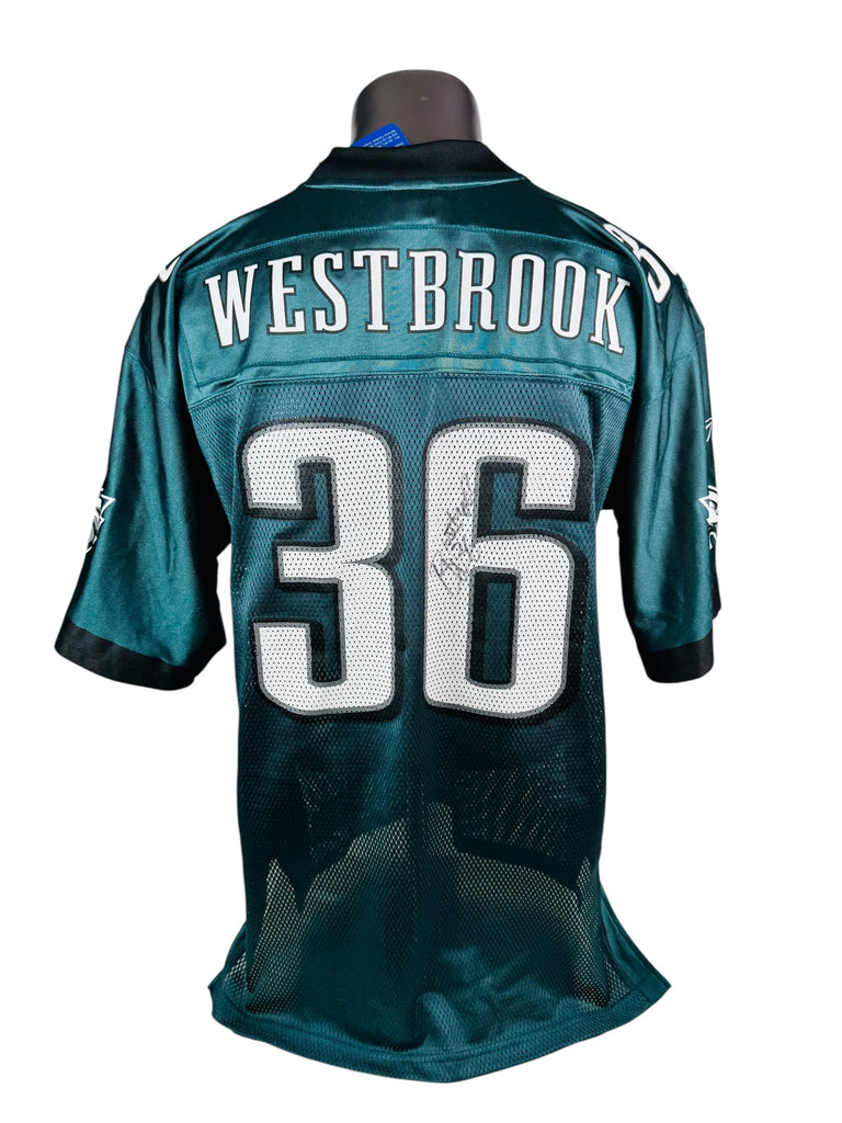 BRIAN WESTBROOK PHILADELPHIA EAGLES VINTAGE 2000'S SIGNED REEBOK JERSEY ADULT LARGE