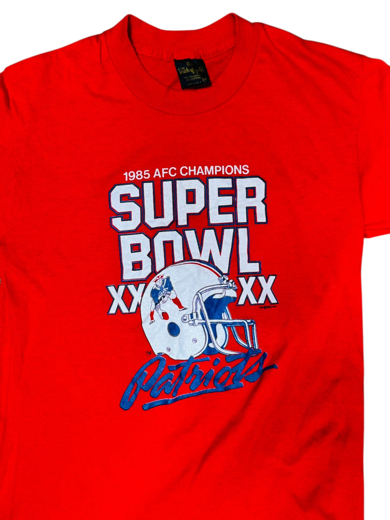 NEW ENGLAND PATRIOTS VINTAGE 1985 AFC CHAMPIONSHIP SUPER BOWL XX NFL ADULT T-SHIRT MEDIUM