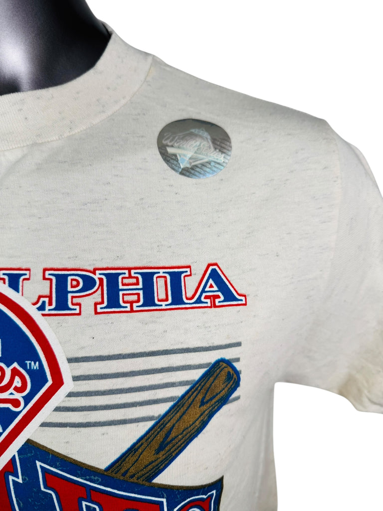 PHILADELPHIA PHILLIES VINTAGE 1993 WORLD SERIES TRENCH T-SHIRT ADULT MEDIUM