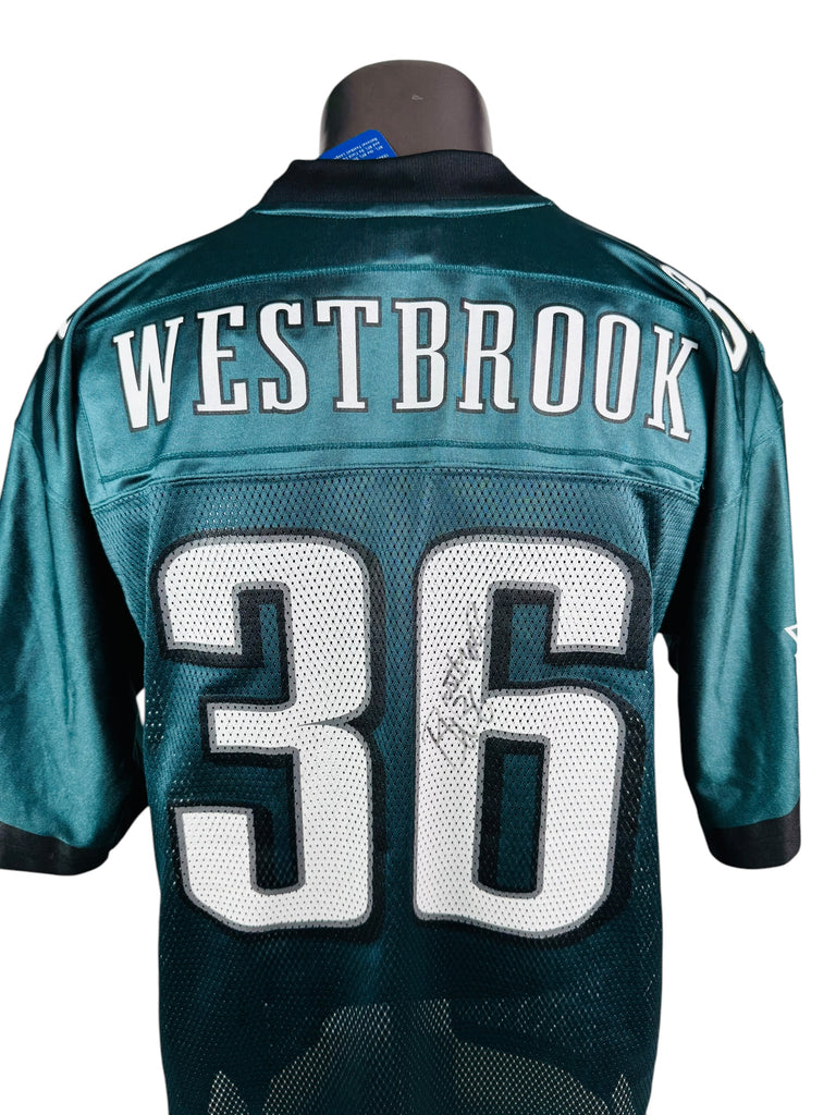 BRIAN WESTBROOK PHILADELPHIA EAGLES VINTAGE 2000'S SIGNED REEBOK JERSEY ADULT LARGE