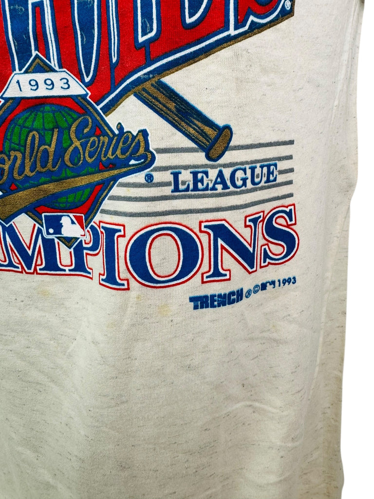 PHILADELPHIA PHILLIES VINTAGE 1993 WORLD SERIES TRENCH T-SHIRT ADULT MEDIUM
