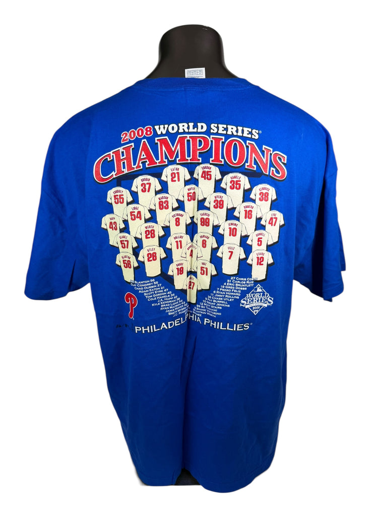PHILADELPHIA PHILLIES VINTAGE 2008 WORLD SERIES CHAMPIONS T-SHIRT ADULT 2XL