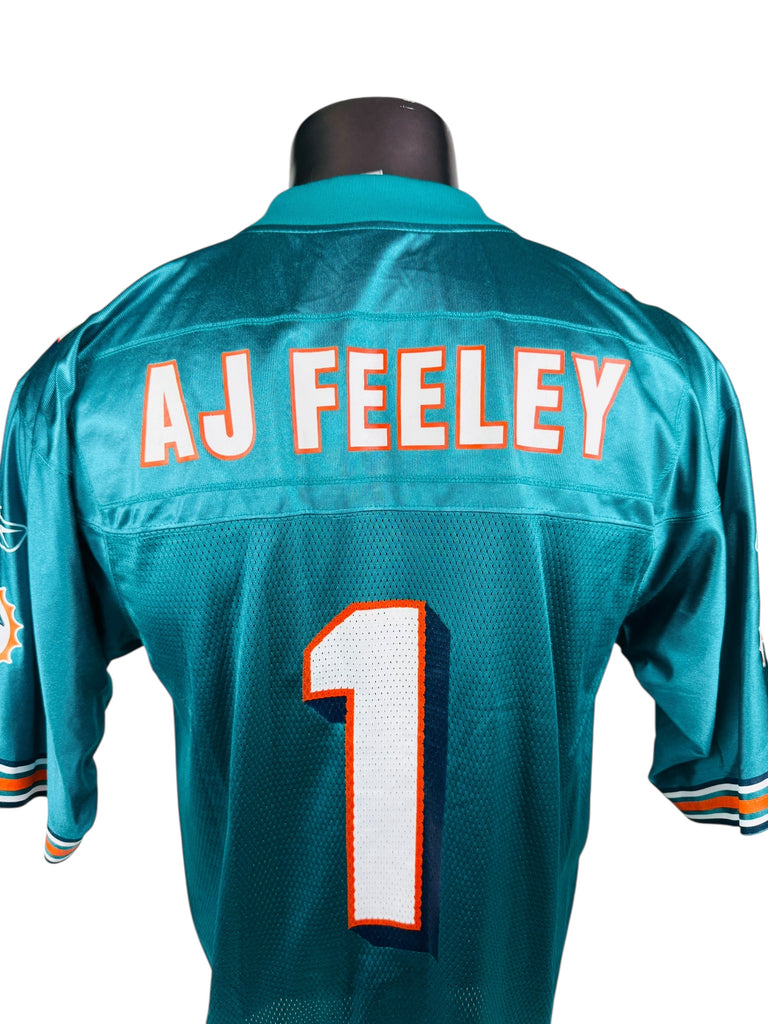 AJ FEELEY MIAMI DOLPHINS VINTAGE 2000'S REEBOK JERSEY ADULT MEDIUM