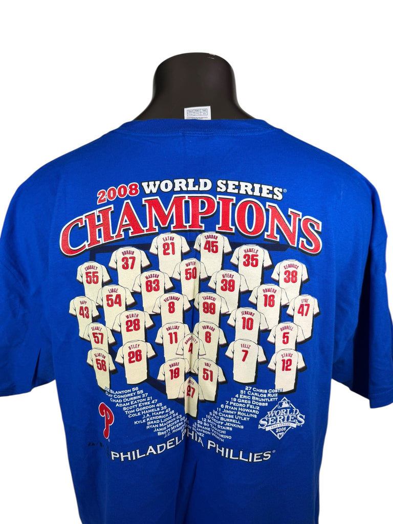PHILADELPHIA PHILLIES VINTAGE 2008 WORLD SERIES CHAMPIONS T-SHIRT ADULT 2XL