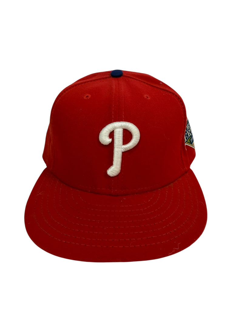 PHILADELPHIA PHILLIES VINTAGE 2008 WORLD SERIES NEW ERA FITTED ADULT HAT 7 5/8