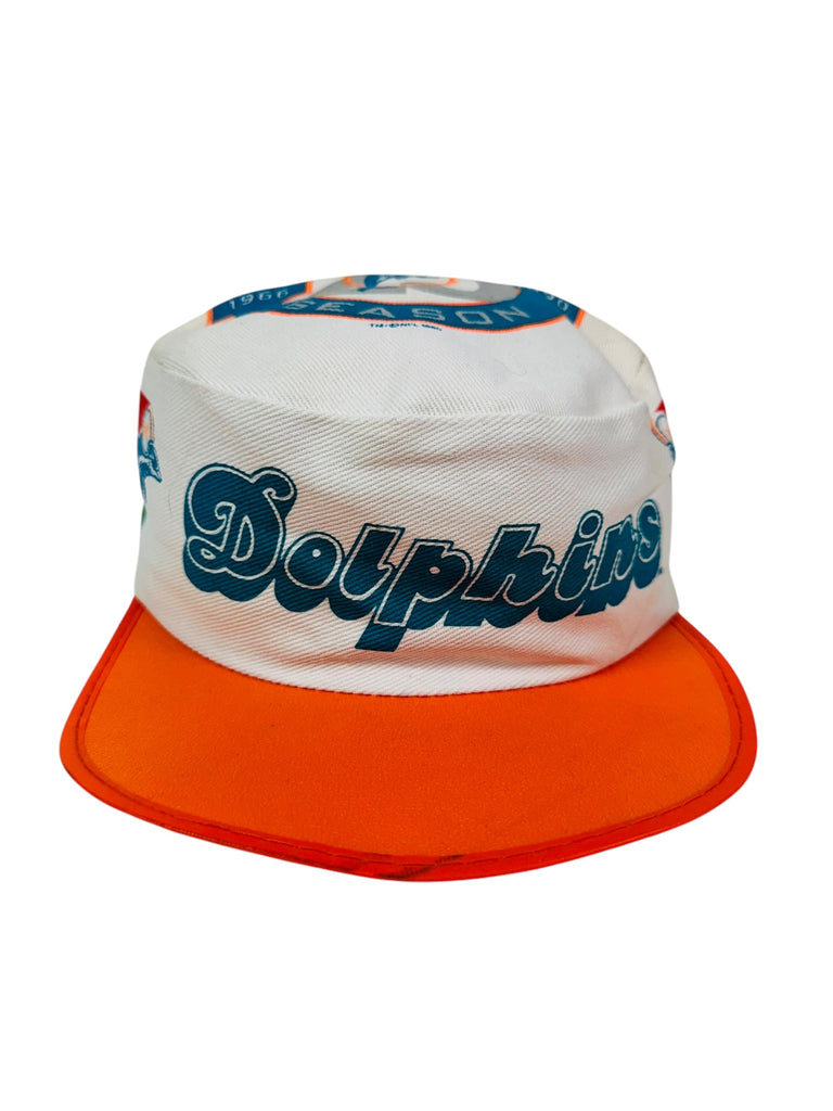 MIAMI DOLPHINS VINTAGE 1990'S 25 SILVER SEASON STARLINE PAINTER'S CAP ADULT HAT