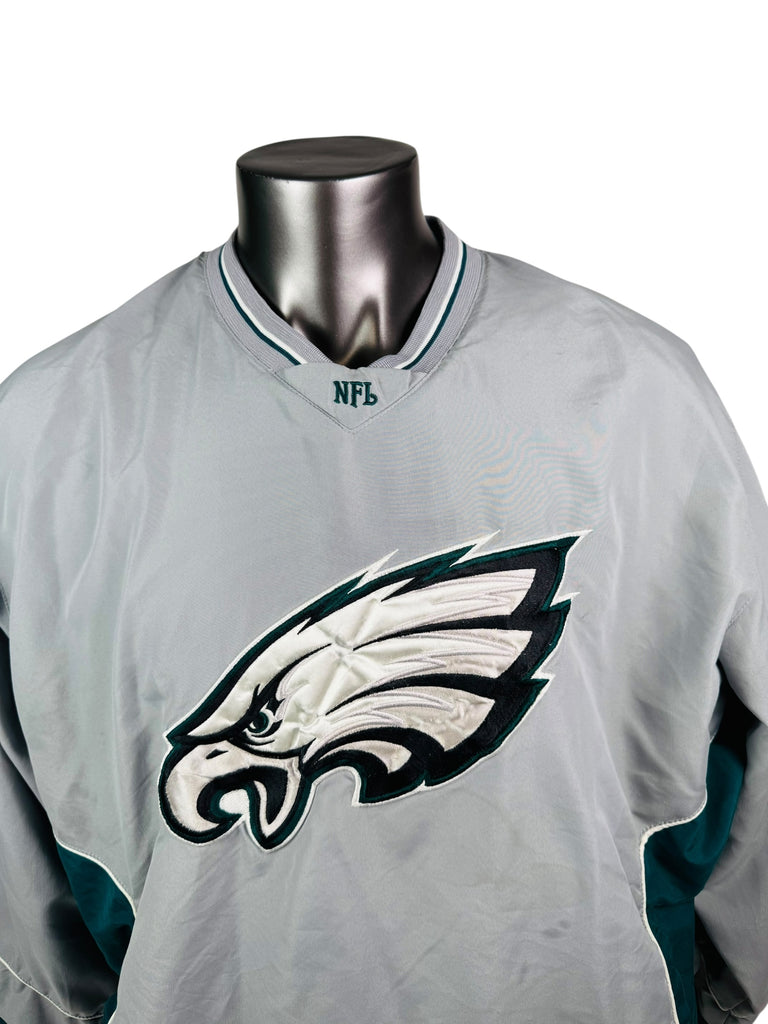 PHILADELPHIA EAGLES VINTAGE 2000'S V-NECK PULL-OVER WINDBREAKER JACKET ADULT XL