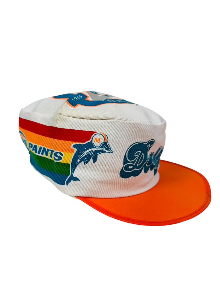 MIAMI DOLPHINS VINTAGE 1990'S 25 SILVER SEASON STARLINE PAINTER'S CAP ADULT HAT