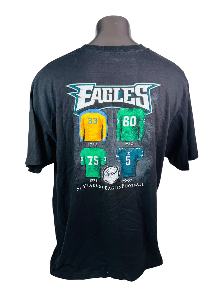 PHILADELPHIA EAGLES VINTAGE 2007 75TH ANNIVERSARY REEBOK T-SHIRT ADULT 2XL