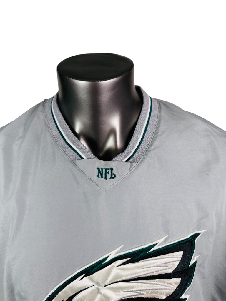 PHILADELPHIA EAGLES VINTAGE 2000'S V-NECK PULL-OVER WINDBREAKER JACKET ADULT XL