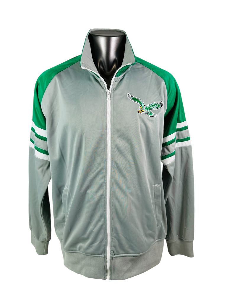 PHILADELPHIA EAGLES RETRO KELLY GREEN MITCHELL & NESS ZIP-UP TRACK JACKET ADULT 3XL