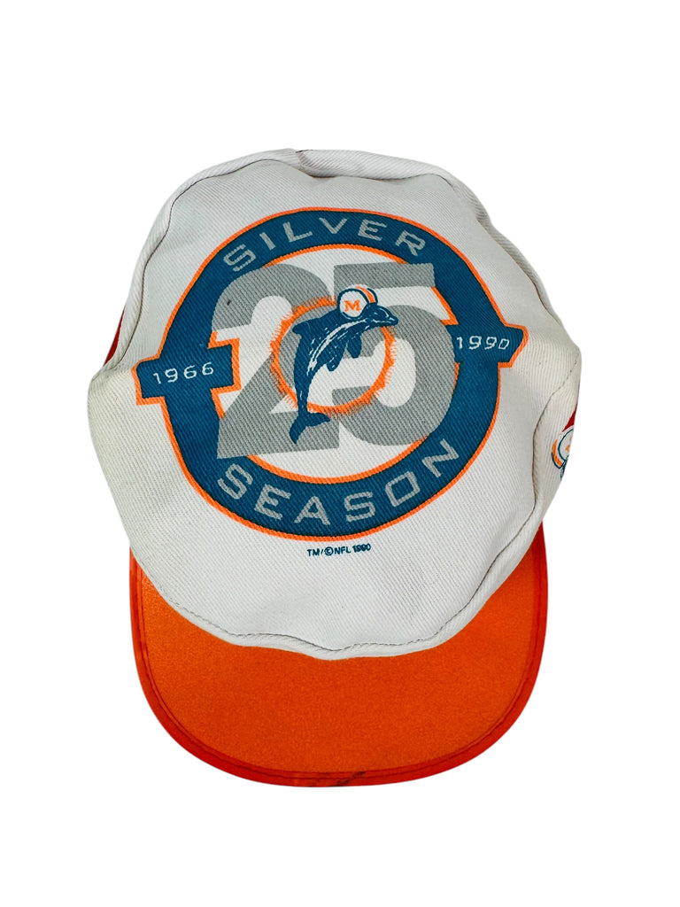 MIAMI DOLPHINS VINTAGE 1990'S 25 SILVER SEASON STARLINE PAINTER'S CAP ADULT HAT