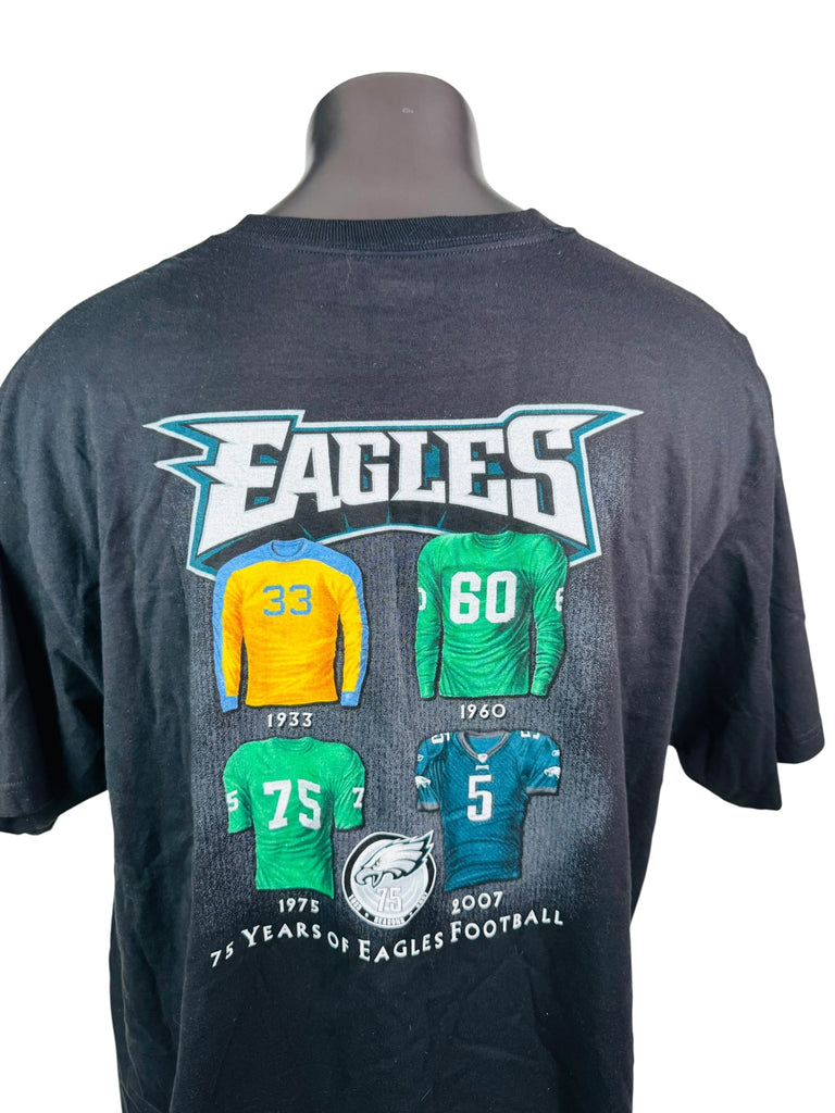 PHILADELPHIA EAGLES VINTAGE 2007 75TH ANNIVERSARY REEBOK T-SHIRT ADULT 2XL