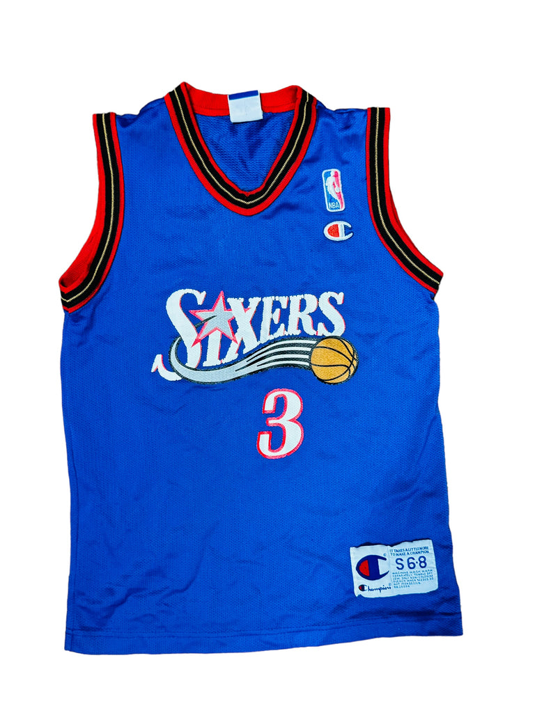 ALLEN IVERSON PHILADELPHIA SIXERS VINTAGE 2000'S CHAMPION JERSEY YOUTH SMALL
