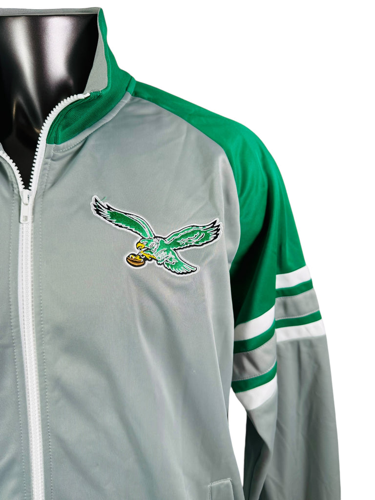 PHILADELPHIA EAGLES RETRO KELLY GREEN MITCHELL & NESS ZIP-UP TRACK JACKET ADULT 3XL