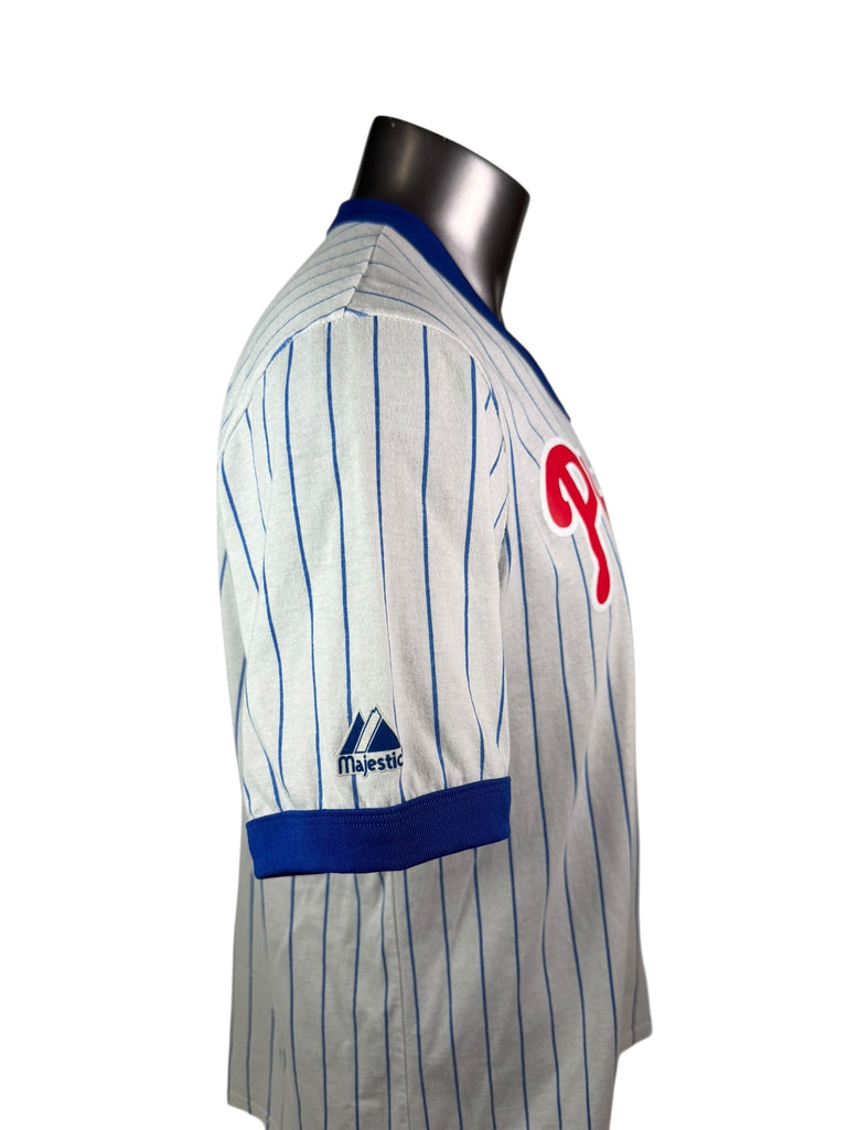 PHILADELPHIA PHILLIES VINTAGE 2000'S V-NECK RINGER MAJESTIC T-SHIRT ADULT XL