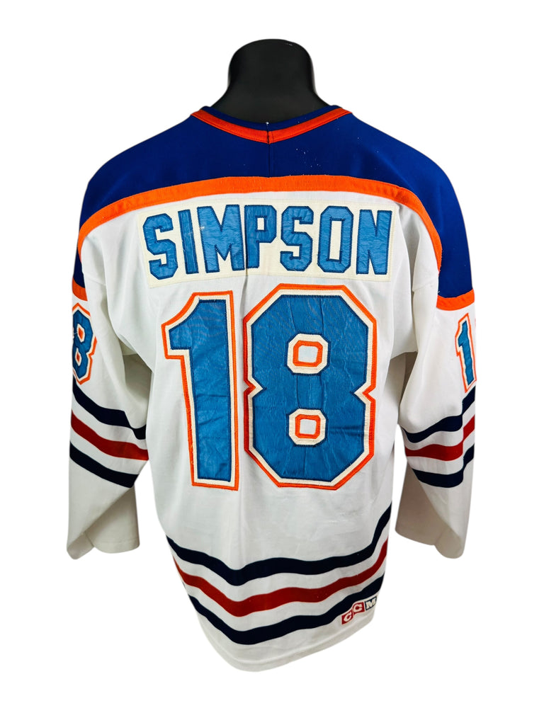 CRAIG SIMPSON EDMONTON OILERS VINTAGE 1980'S AUTHENTIC CCM JERSEY ADULT XL