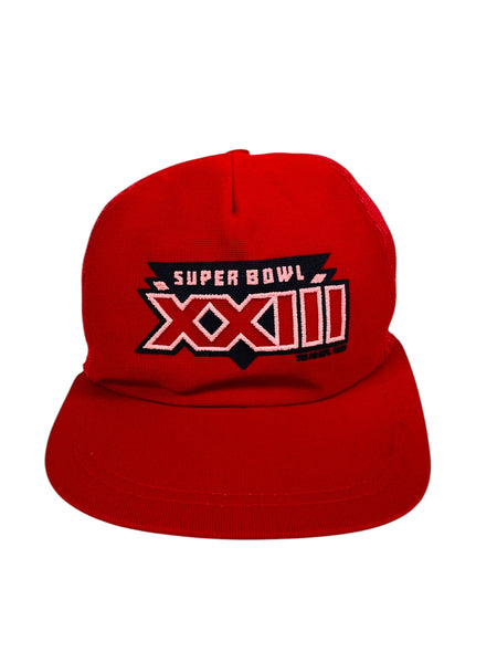 SAN FRANCISCO 49ERS CINCINNATI BENGALS VINTAGE 1989 SUPER BOWL XXIII MESH SNAPBACK ADULT HAT