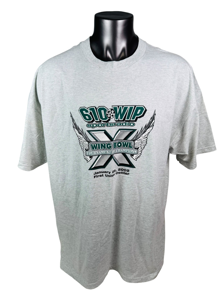 WIP 610 94.1 SPORTS RADIO VINTAGE 2002 WING BOWL X FU CENTER T-SHIRT ADULT 3XL
