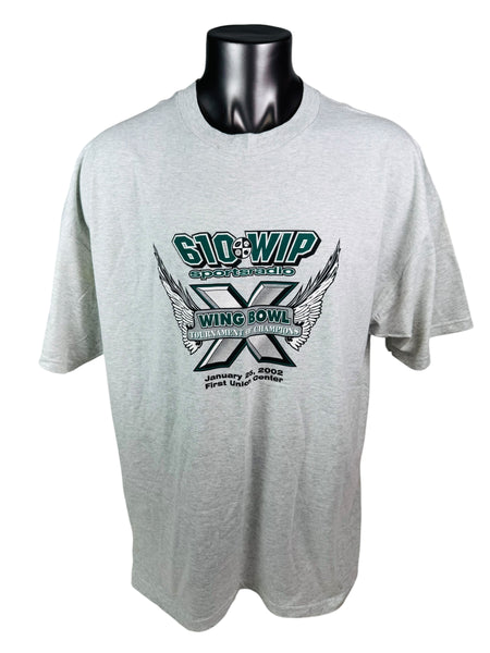 WIP 610 94.1 SPORTS RADIO VINTAGE 2002 WING BOWL X FU CENTER T-SHIRT ADULT 3XL