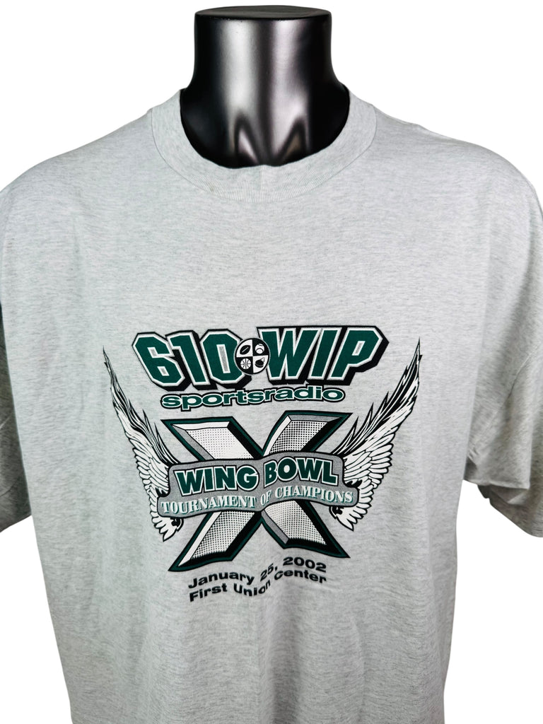 WIP 610 94.1 SPORTS RADIO VINTAGE 2002 WING BOWL X FU CENTER T-SHIRT ADULT 3XL