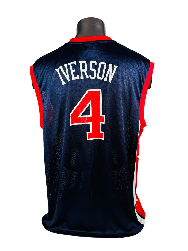 ALLEN IVERSON PHILADELPHIA SIXERS VINTAGE 2004 USA OLYMPICS  REEBOK JERSEY ADULT XL