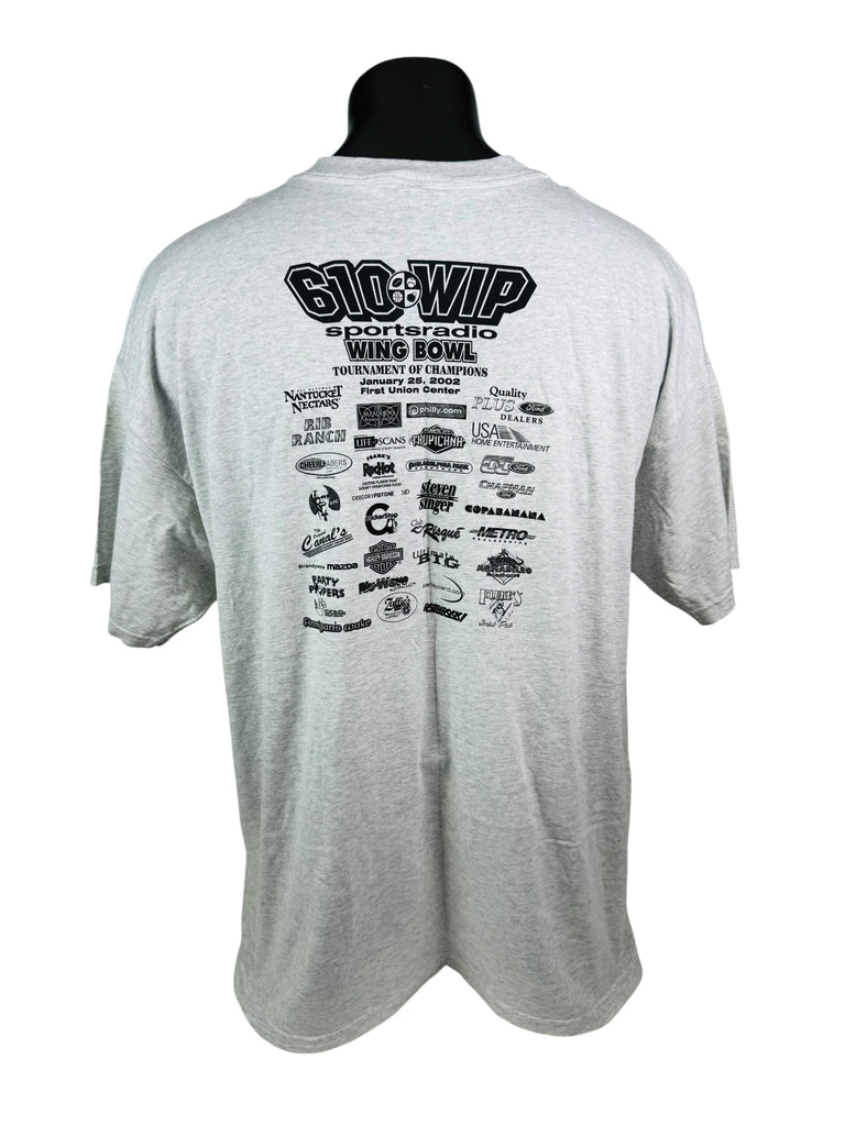 WIP 610 94.1 SPORTS RADIO VINTAGE 2002 WING BOWL X FU CENTER T-SHIRT ADULT 3XL