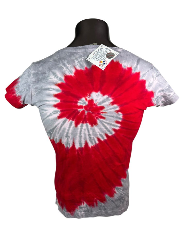 PHILADELPHIA PHILLIES VINTAGE 2000'S TIE DYE V-NECK LIQUID BLUE T-SHIRT WOMEN'S XL